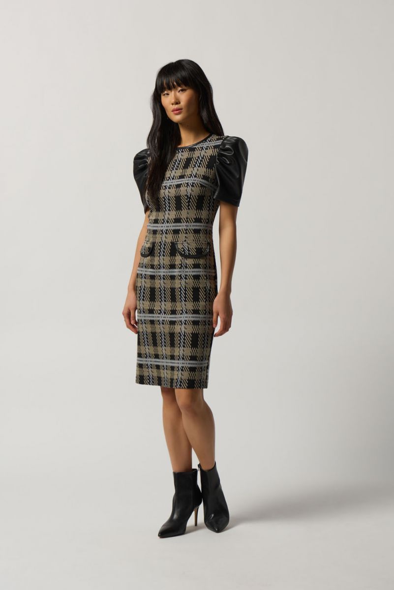 Joseph Ribkoff Black/Multi Plaid Tunic Dress Style 233289