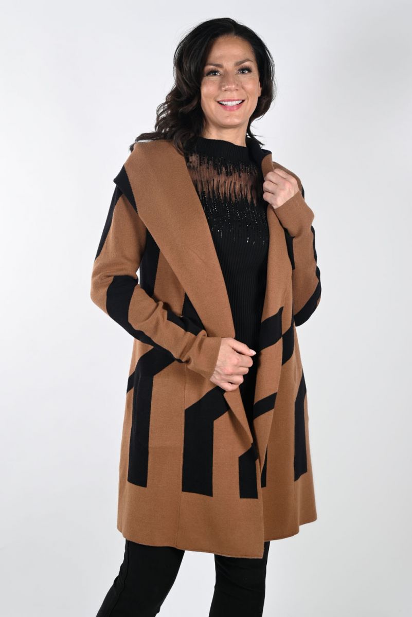 Frank Lyman Brown/Black Knit Cardigan Style 233857U