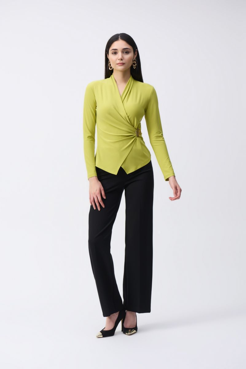 Joseph Ribkoff Wasabi Fitted Wrap Top Style 243152