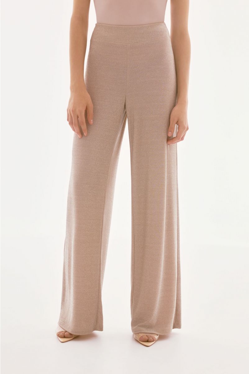 Joseph Ribkoff Champagne Lux Knit Wide-Leg Pull-On Pants Style 251769