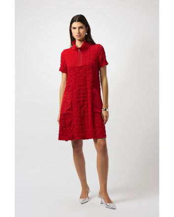 Joseph Ribkoff Radiant Red Bubble Jacquard A-Line Dress Style 251084