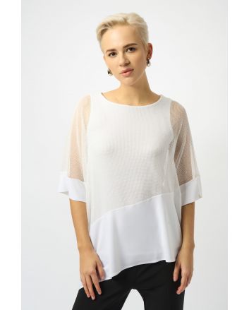 Joseph Ribkoff Vanilla Mesh And Silky Knit Cocoon Top Style 251092