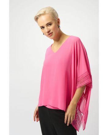 Joseph Ribkoff Bubble Gum Chiffon Poncho Top Style 251095