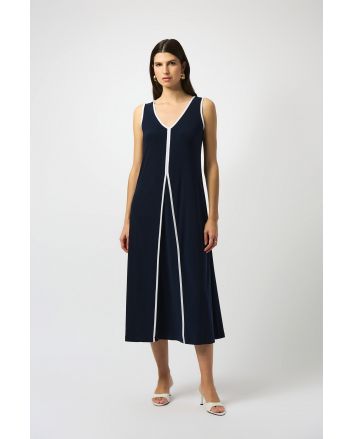 Joseph Ribkoff Midnight Blue/Off-White Sleeveless A-Line Dress Style 251156