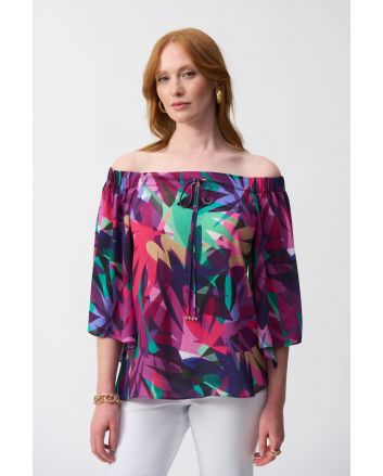 Joseph Ribkoff Multi Tropical Print Boxy Top Style 251179