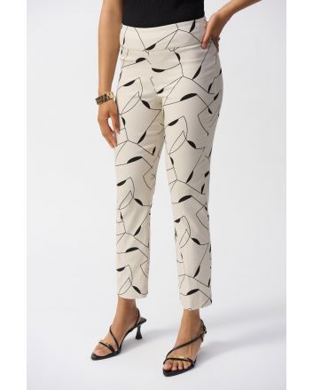 Joseph Ribkoff Moonstone/Black Millennium Geometric Print Straight Pants Style 251219