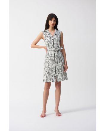 Joseph Ribkoff Vanilla/Black Millennium Conversational Print Sheath Dress Style 251241.