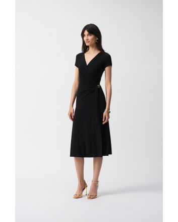 Joseph Ribkoff Black Flowy Wrap Dress Style 251250