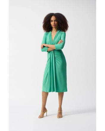 Joseph Ribkoff Garden Green Draped Wrap Dress Style 251275