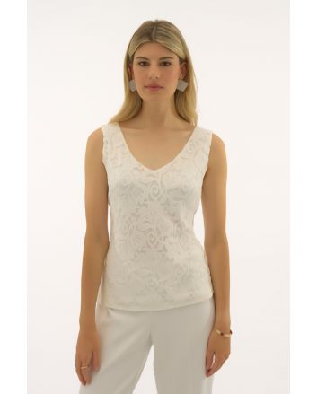 Joseph Ribkoff Vanilla Stretch Lace V-Neck Camisole Style 251760