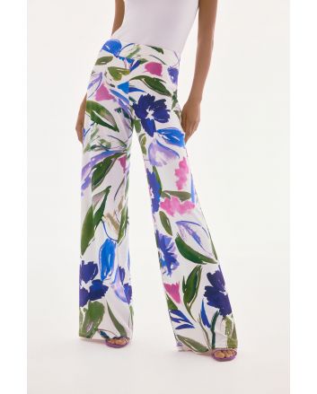 Joseph Ribkoff Off-White/Multi Floral Print Wide Leg Pants Style 251770