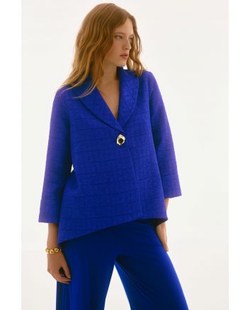 Joseph Ribkoff Royal Sapphire Textured Jacquard Trapeze Jacket Style 251783.