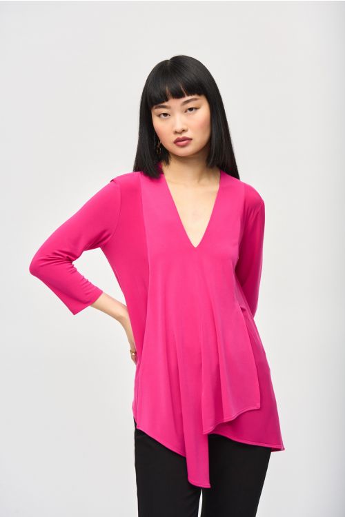 Joseph Ribkoff Pink Punch Asymmetric Tunic Style 161066