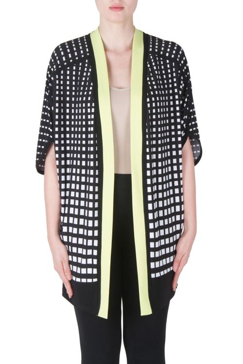 Joseph Ribkoff Black/White/Key Lime Cover Up Style 171873