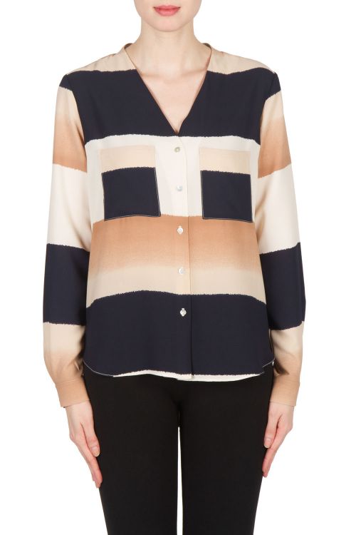 Joseph Ribkoff Navy/Beige/Off-White Blouse Style 173628