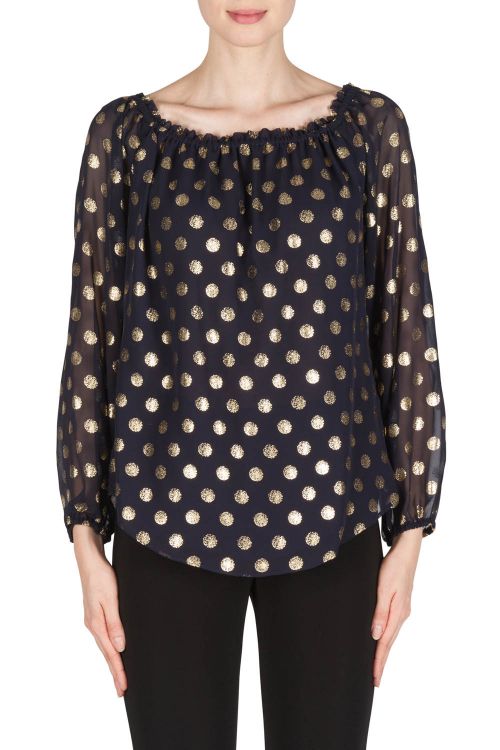 Joseph Ribkoff Midnight Blue/Gold Top Style 181608