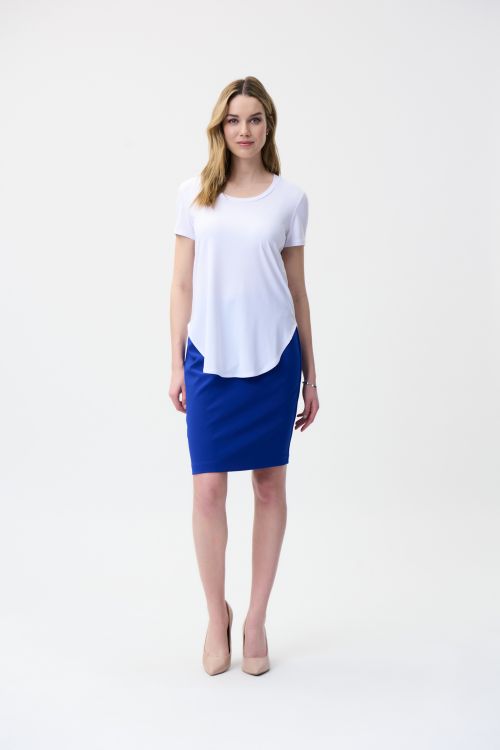 Joseph Ribkoff White Rounded Hem T-Shirt Style 183220-main