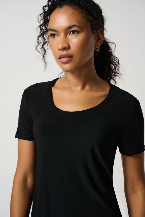 Joseph Ribkoff Black Short Sleeve Fitted T-Shirt Style 183220