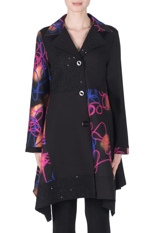 Joseph Ribkoff Black/Multi Coat Style 183547