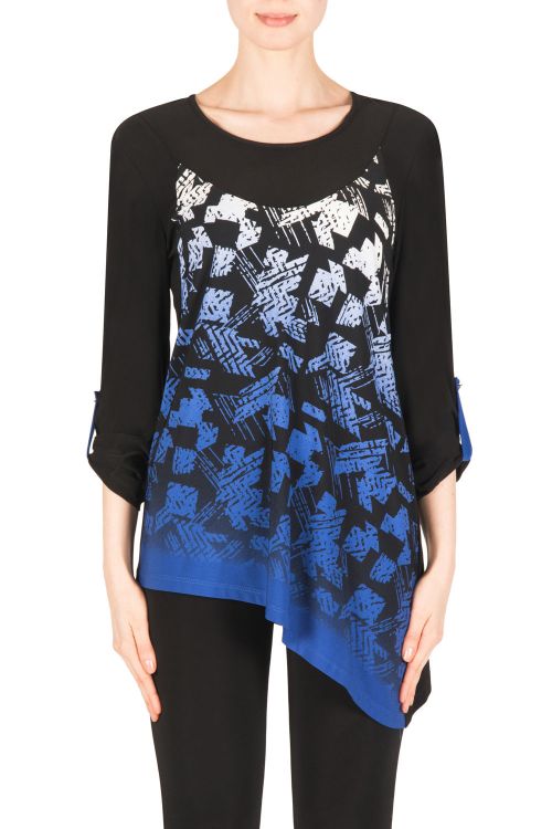 Joseph Ribkoff Black/Azure Blue/Multi Tunic Style 183583