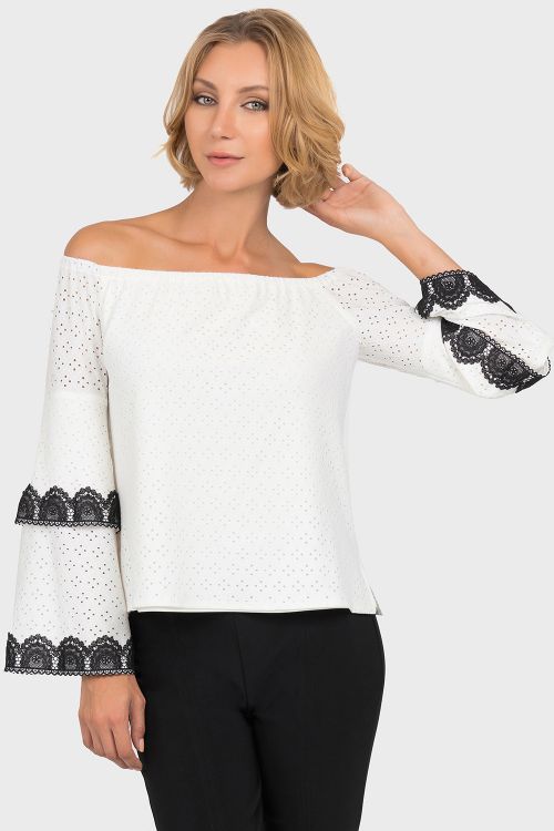 Joseph Ribkoff Off-White/Black Top Style 192480