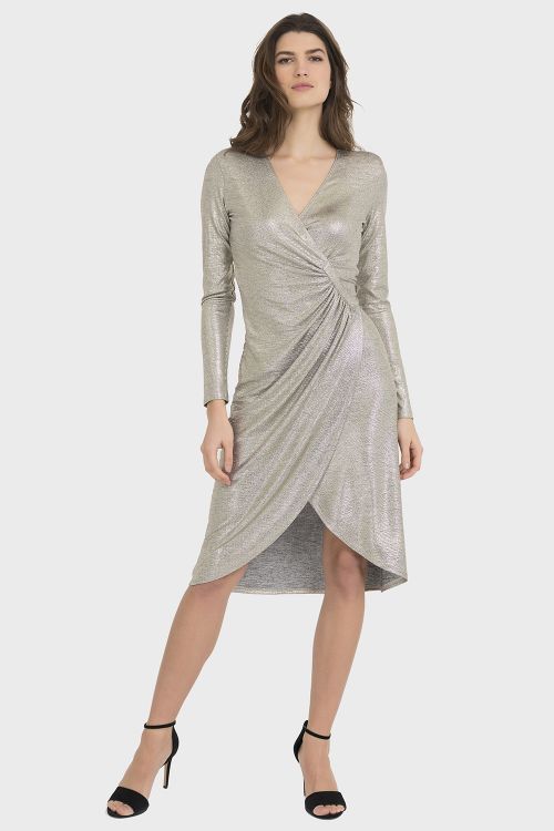 Joseph Ribkoff Grey/Gold Dress Style 194550