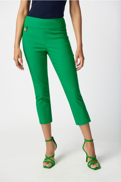 Joseph Ribkoff Island Green Cropped Woven Pants Style 201536