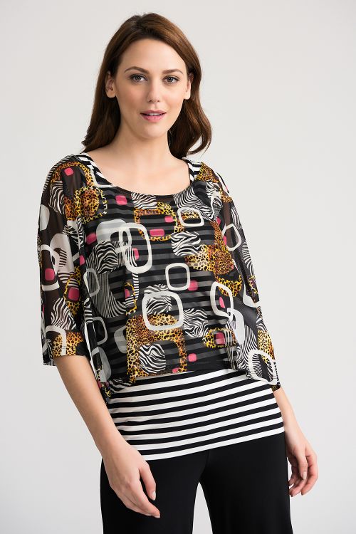 Joseph Ribkoff Black/Multi Top Style 202072