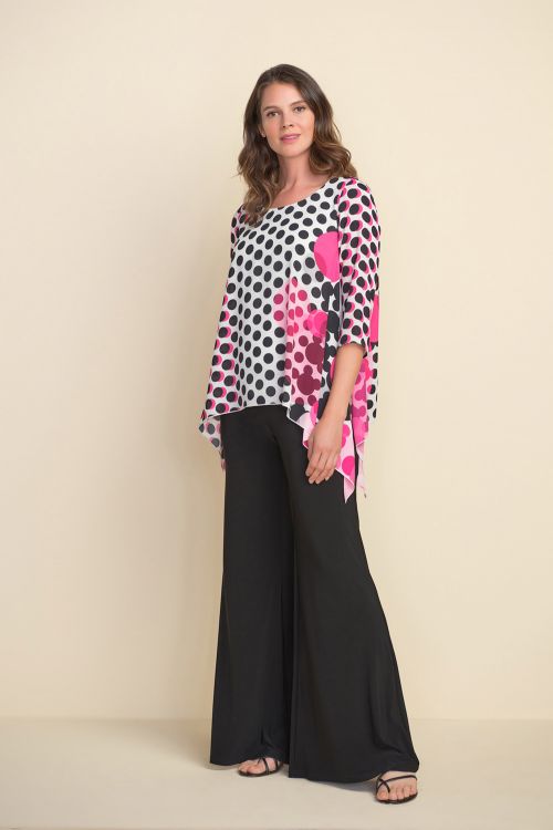 Joseph Ribkoff Polka Dot Fuchsia/Multi Blouse Style 212087