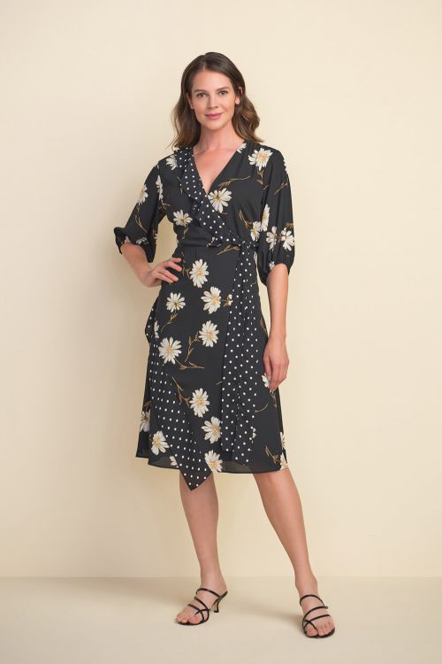 Joseph Ribkoff Multi Floral & Polka Dot Dress Style 212149