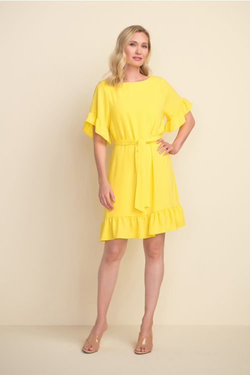 Joseph Ribkoff Lemon Ruffle Sleeve Dress  Style 212217