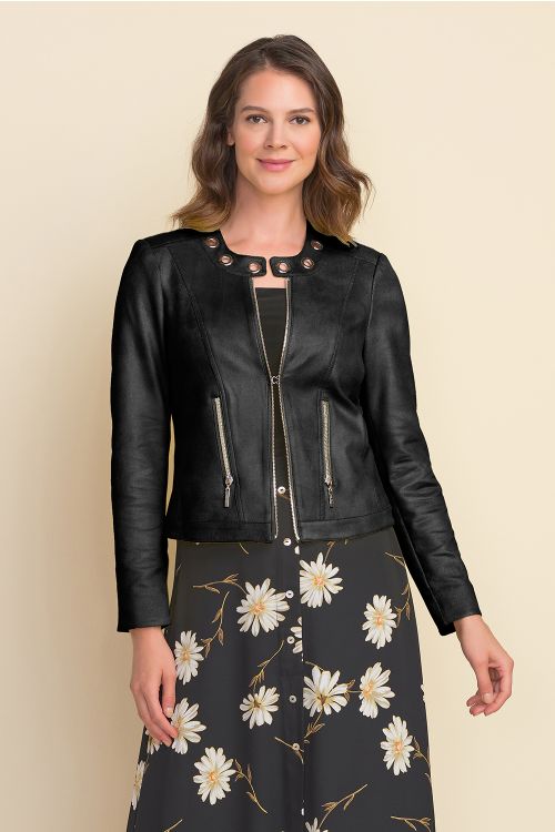 Joseph Ribkoff Black Ring Accent Moto Jacket Style 212901