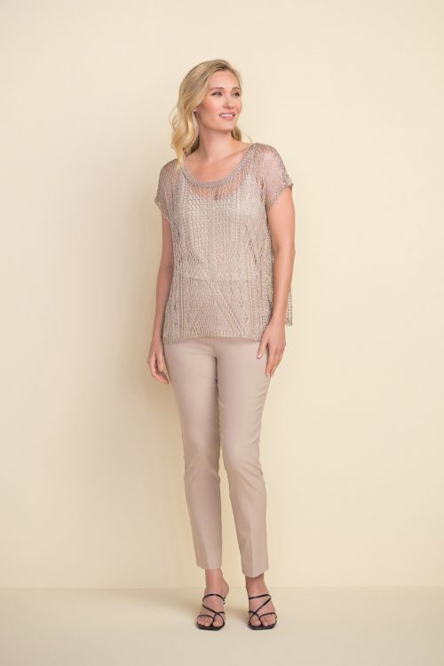 Joseph Ribkoff Sand Short-Sleeve Knit Top Style 212929