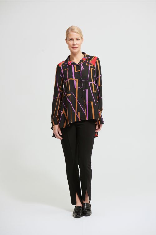 Joseph Ribkoff Black/Multi Geometric Print Blouse Style 213268