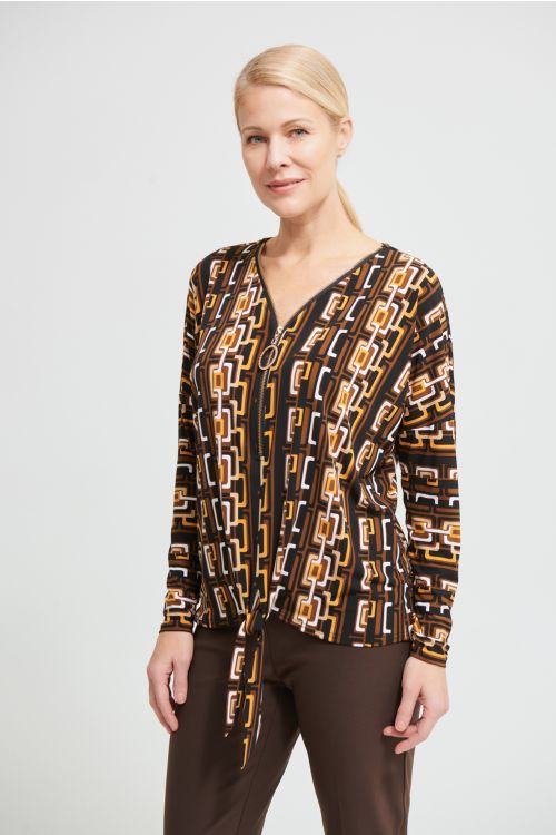 Joseph Ribkoff Black/Multi Geometric Print Top Style 213389