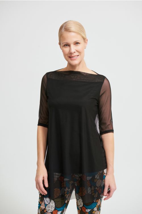 Joseph Ribkoff Black Mesh Top Style 213435