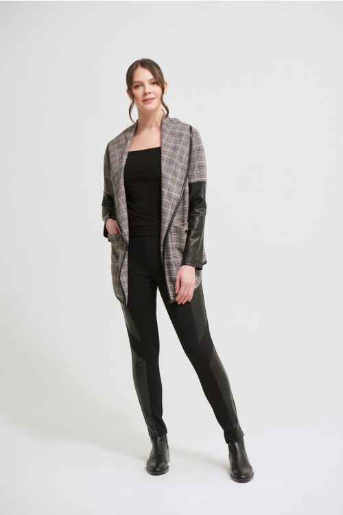 Joseph Ribkoff Black/Multi Plaid Cardigan Style 213656