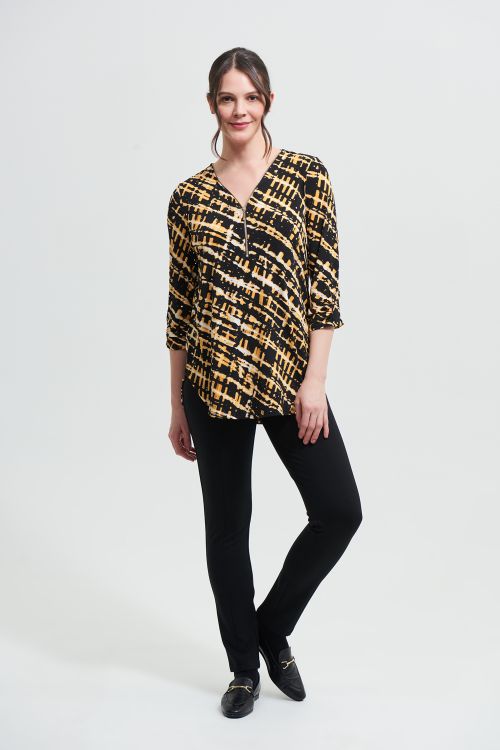 Joseph Ribkoff Black/Multi Striped Sequin Top Style 213686