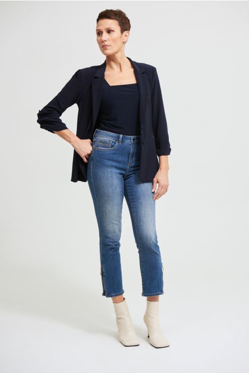 Joseph Ribkoff Medium Blue Denim Embellished Jean Style 213951 - Main Image