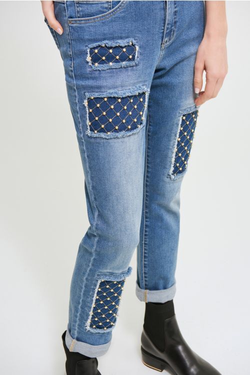 Joseph Ribkoff Blue Denim Pants Style 213979