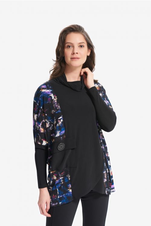 Joseph Ribkoff Black/Multi Abstract Printed Tunic Style 214131