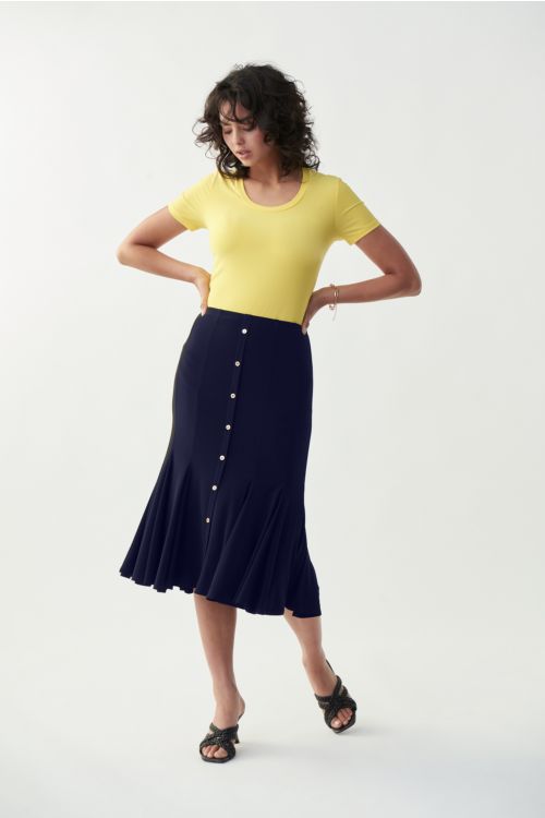 Joseph Ribkoff Midnight Blue Trumpet Hem Skirt Style 221018