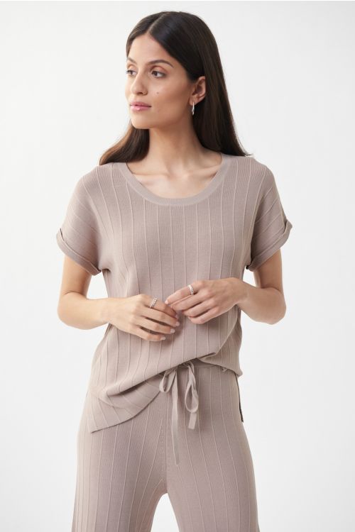 Joseph Ribkoff Sand Textured Knit Top Style 222904 - Main Image