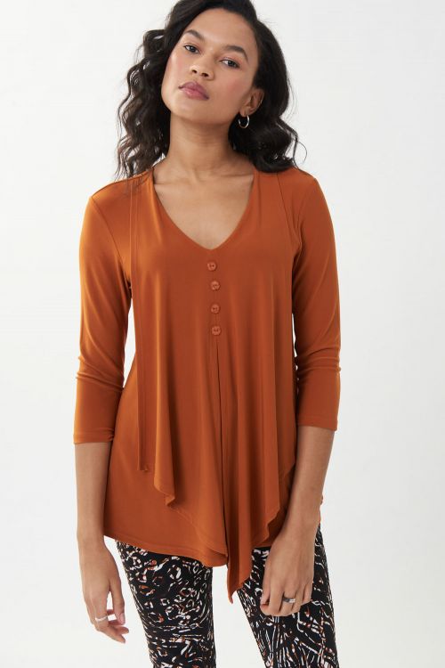 Joseph Ribkoff Amber Stone Draped Henley Top Style 223102-main