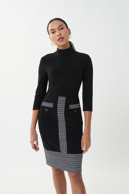 Joseph Ribkoff Black/White/Silver Dress Style 223267