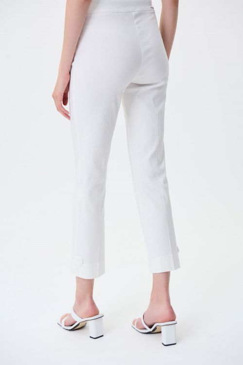 Joseph Ribkoff White Woven Jacquard Cropped Pull-On Pants Style 231118