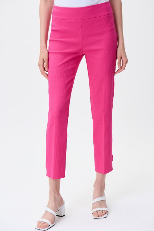 Joseph Ribkoff Dazzle Pink Woven Jacquard Cropped Pull-On Pants Style 231118