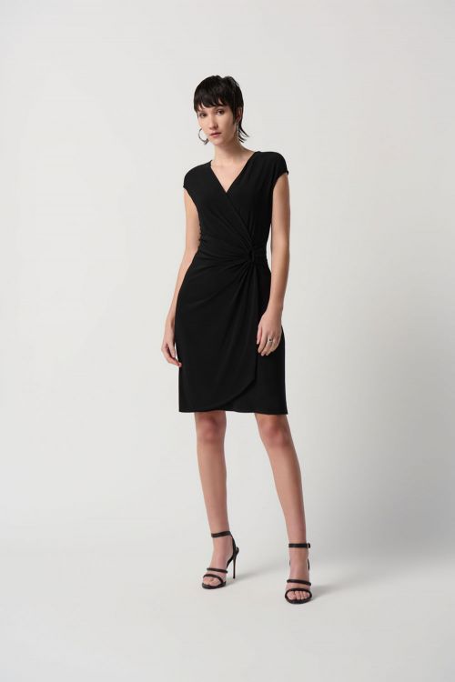 Joseph Ribkoff Black Sleeveless Wrap Dress Style 231138