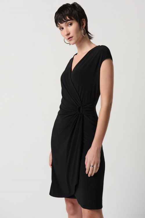 Joseph Ribkoff Black Sleeveless Wrap Dress Style 231138