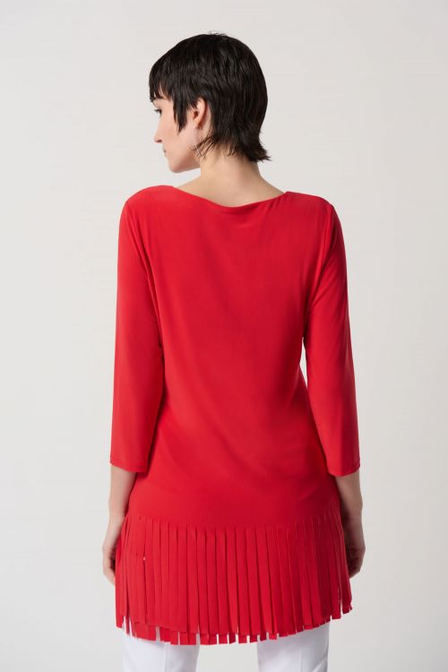 Joseph Ribkoff Magma Red Fringed Hem Tunic Style 231232